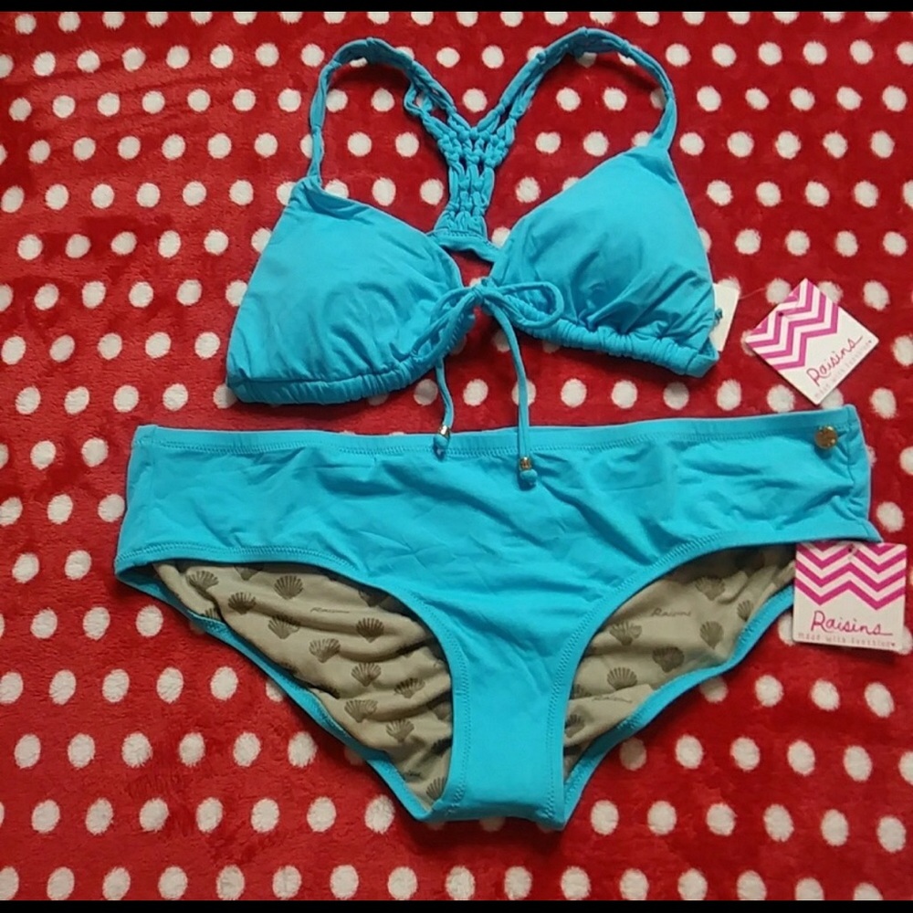 Raisins rope knot racer back bikini NWT